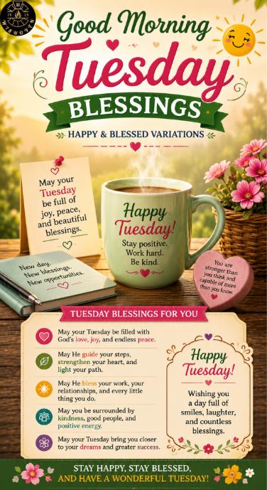 Good Morning Tuesday Blessings (Happy & Blessed Variations)