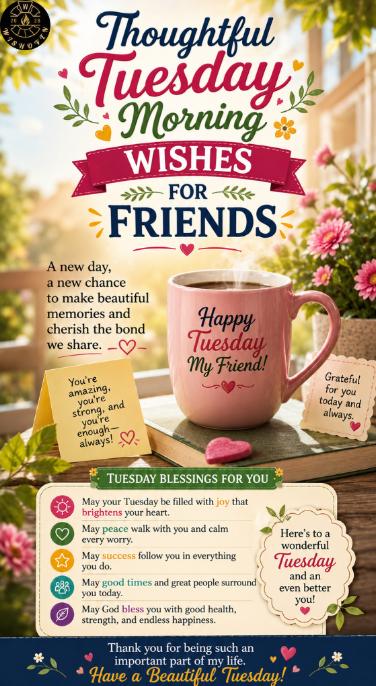 Thoughtful Tuesday Morning Wishes for Friends
