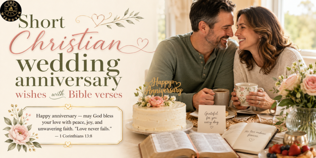 Short Christian wedding anniversary wishes with Bible verses