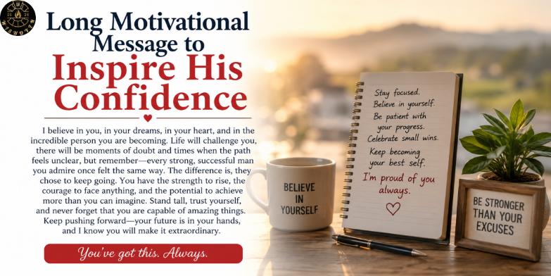 Long Motivational Message to Inspire His Confidence